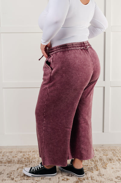 In or Out Wide Leg Cropped Pants in Eggplant-Athleisure-Ave Shops-Market Street Nest, Fashionable Clothing, Shoes and Home Décor Located in Mabank, TX