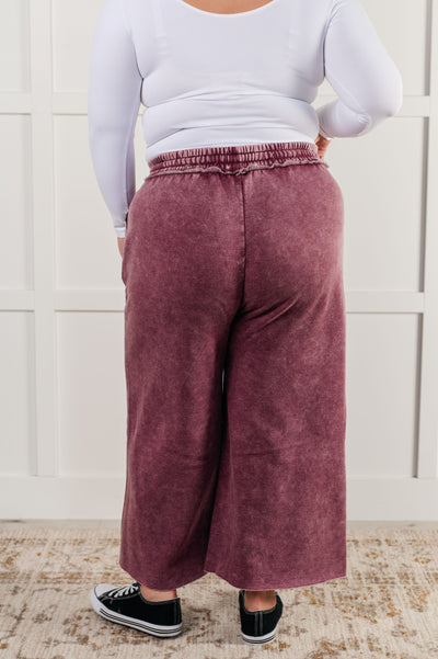 In or Out Wide Leg Cropped Pants in Eggplant-Athleisure-Ave Shops-Market Street Nest, Fashionable Clothing, Shoes and Home Décor Located in Mabank, TX