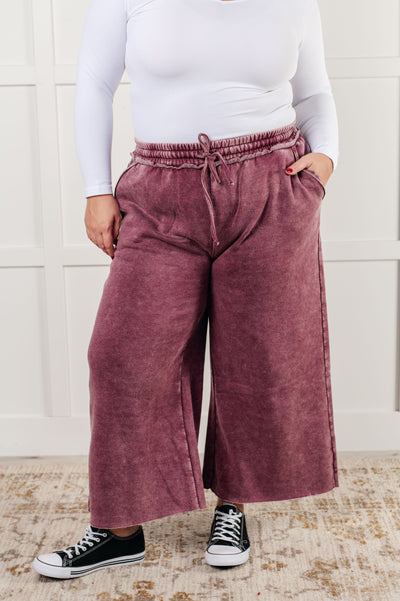 In or Out Wide Leg Cropped Pants in Eggplant-Athleisure-Ave Shops-Market Street Nest, Fashionable Clothing, Shoes and Home Décor Located in Mabank, TX