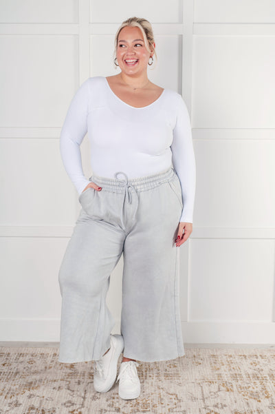 In or Out Wide Leg Cropped Pants in Light Grey-Bottoms-Ave Shops-Market Street Nest, Fashionable Clothing, Shoes and Home Décor Located in Mabank, TX