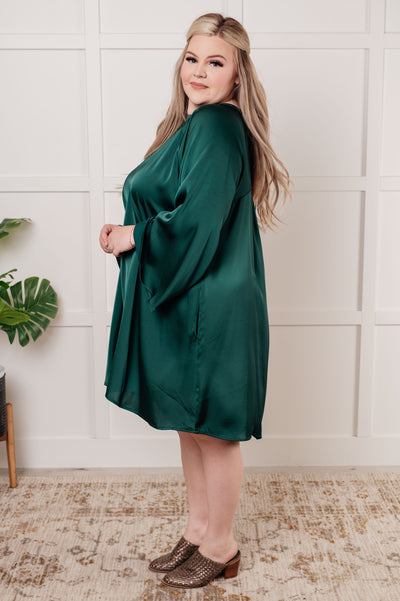 Isn't It Lovely Poly Satin Butterfly Sleeve Dress-Dresses-Ave Shops-Market Street Nest, Fashionable Clothing, Shoes and Home Décor Located in Mabank, TX