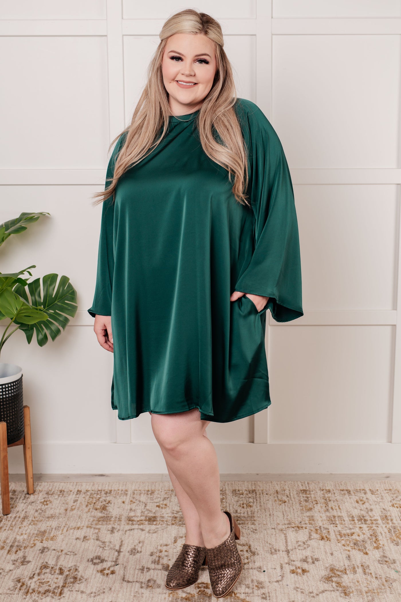 Isn't It Lovely Poly Satin Butterfly Sleeve Dress-Dresses-Ave Shops-Market Street Nest, Fashionable Clothing, Shoes and Home Décor Located in Mabank, TX