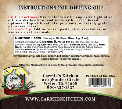 Italian Herb Dipping Oil Seasoning-Carmie's Kitchen-Market Street Nest, Fashionable Clothing, Shoes and Home Décor Located in Mabank, TX