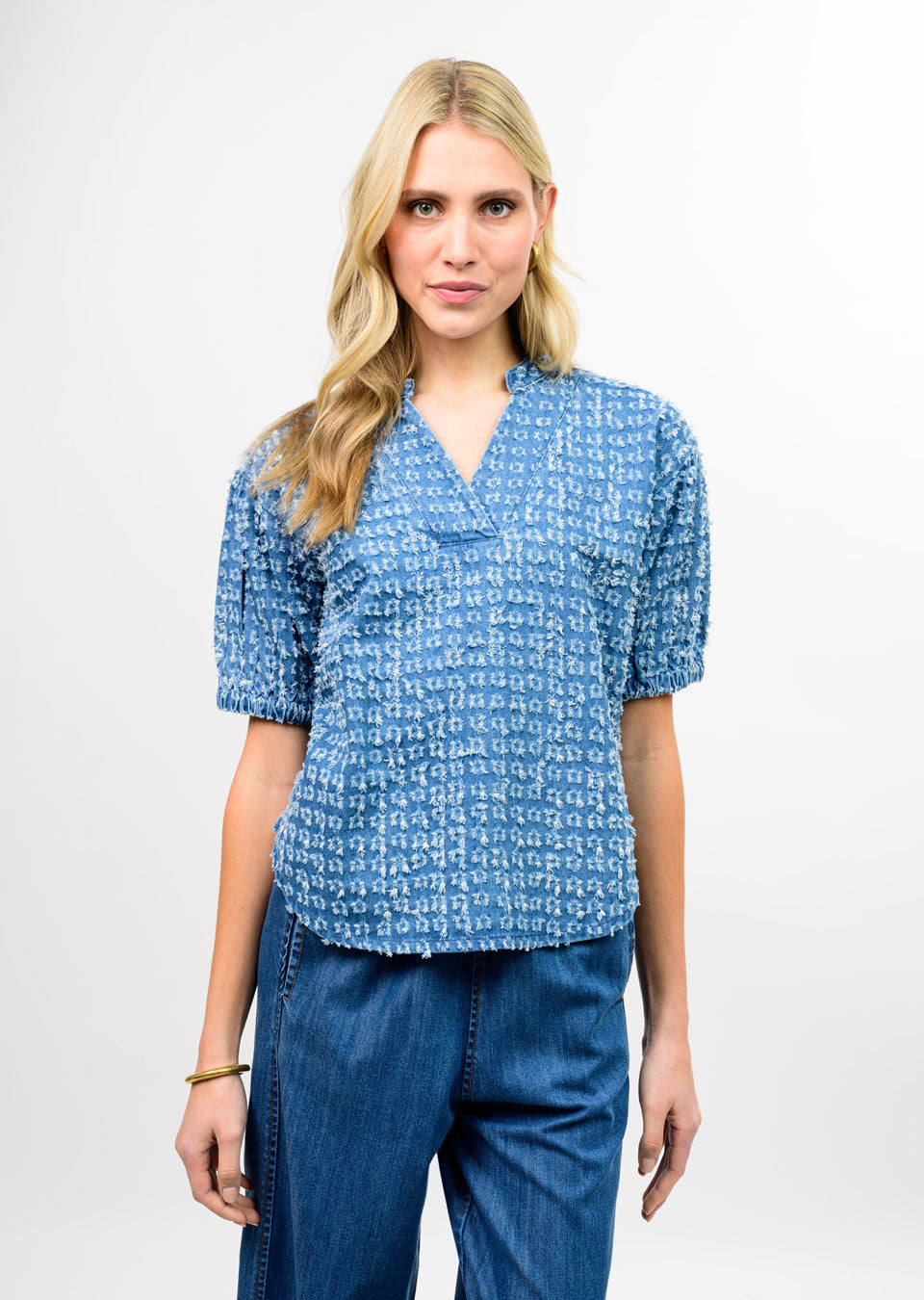Ivy Jane Distressed Denim Popover-08-Tops-IVY JANE-Market Street Nest, Fashionable Clothing, Shoes and Home Décor Located in Mabank, TX