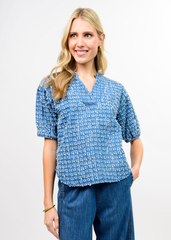 Ivy Jane Distressed Denim Popover-08-Tops-IVY JANE-Market Street Nest, Fashionable Clothing, Shoes and Home Décor Located in Mabank, TX