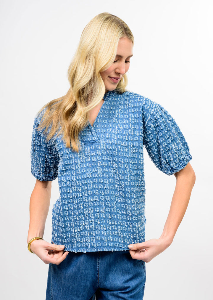 Ivy Jane Distressed Denim Popover-08-Tops-IVY JANE-Market Street Nest, Fashionable Clothing, Shoes and Home Décor Located in Mabank, TX