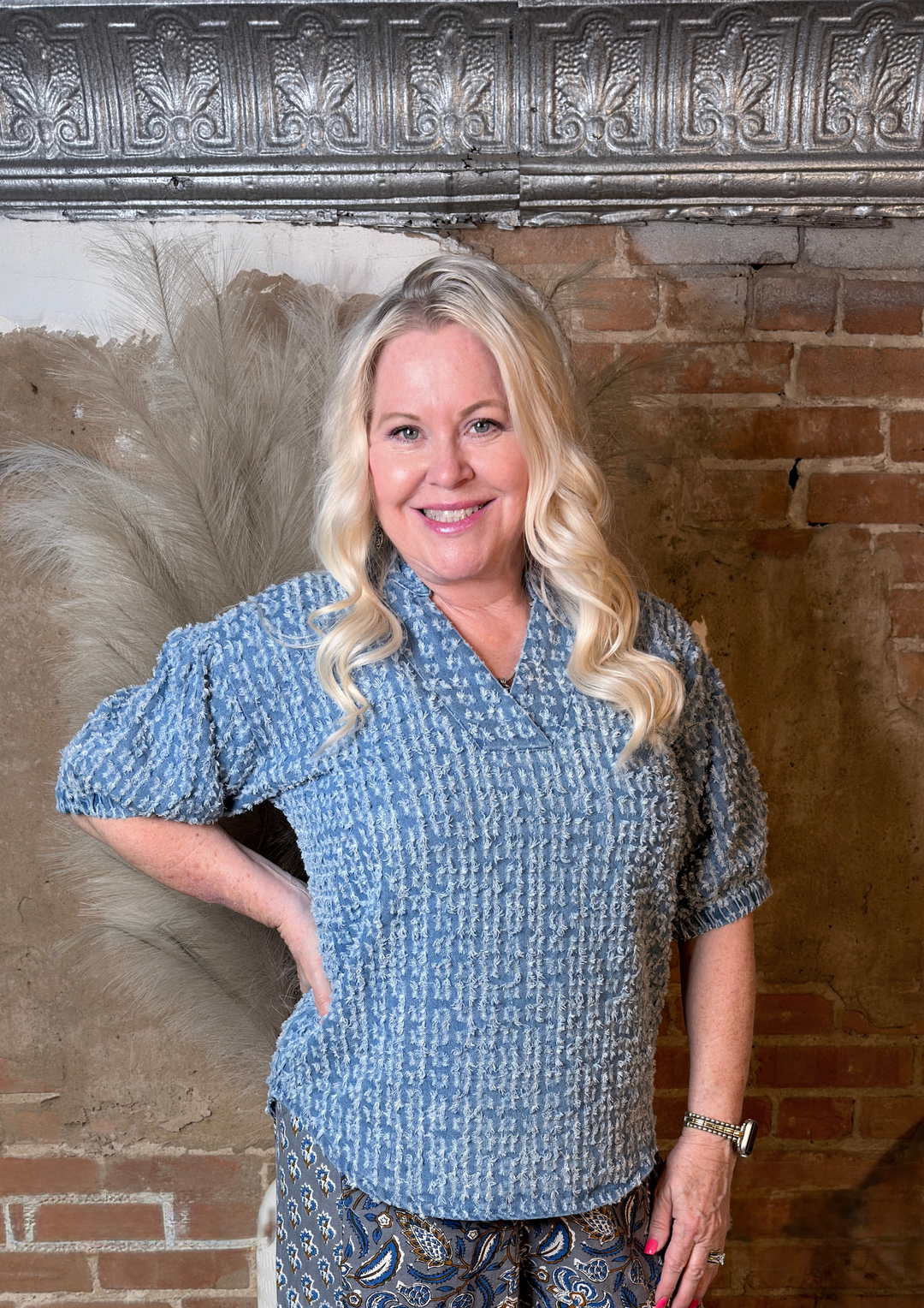 Ivy Jane Distressed Denim Popover-08-Tops-IVY JANE-Market Street Nest, Fashionable Clothing, Shoes and Home Décor Located in Mabank, TX