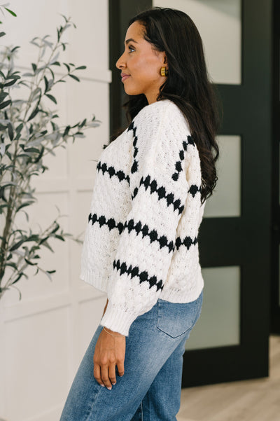 Ivy Lane Textured Sweater in White and Black-Womens-Ave Shops-Market Street Nest, Fashionable Clothing, Shoes and Home Décor Located in Mabank, TX
