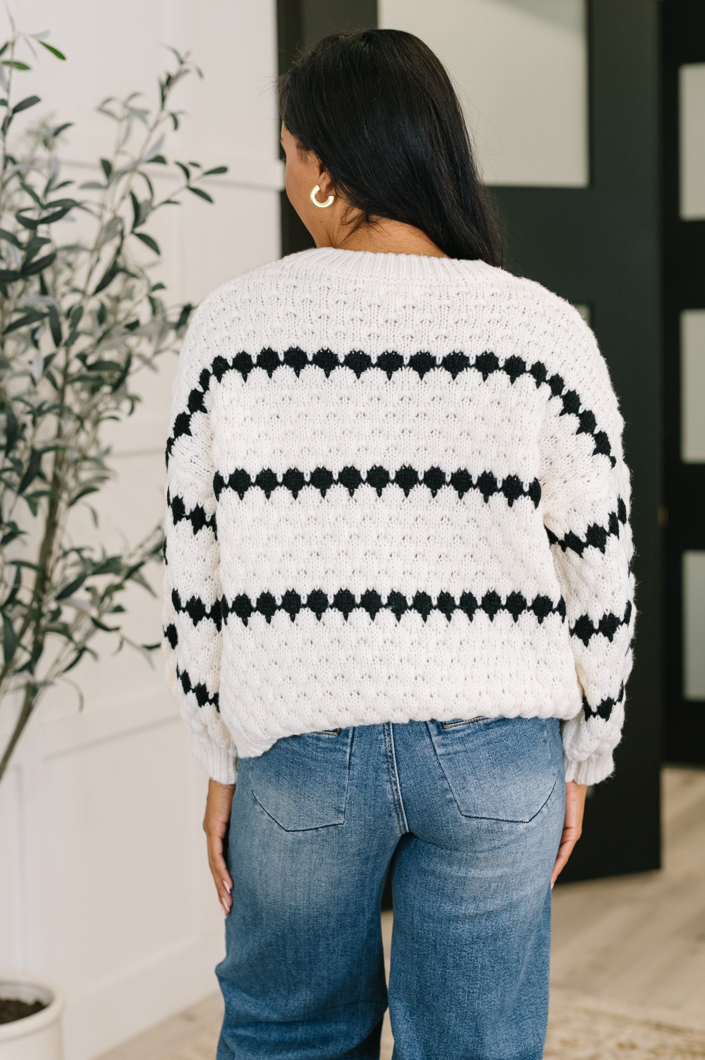 Ivy Lane Textured Sweater in White and Black-Womens-Ave Shops-Market Street Nest, Fashionable Clothing, Shoes and Home Décor Located in Mabank, TX