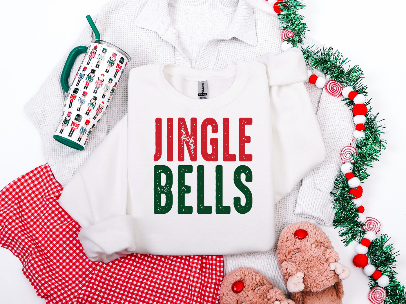 Jingle Bells Green & Red Graphic Tee and Sweatshirt-Womens-Ave Shops-Market Street Nest, Fashionable Clothing, Shoes and Home Décor Located in Mabank, TX