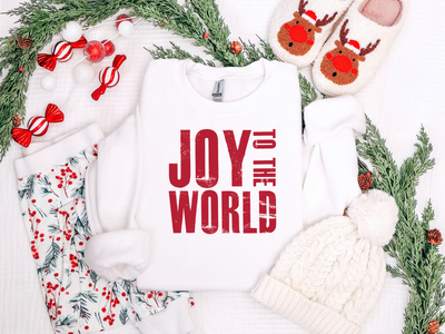 Joy to the World Red Graphic Tee and Sweatshirt-Womens-Ave Shops-Market Street Nest, Fashionable Clothing, Shoes and Home Décor Located in Mabank, TX