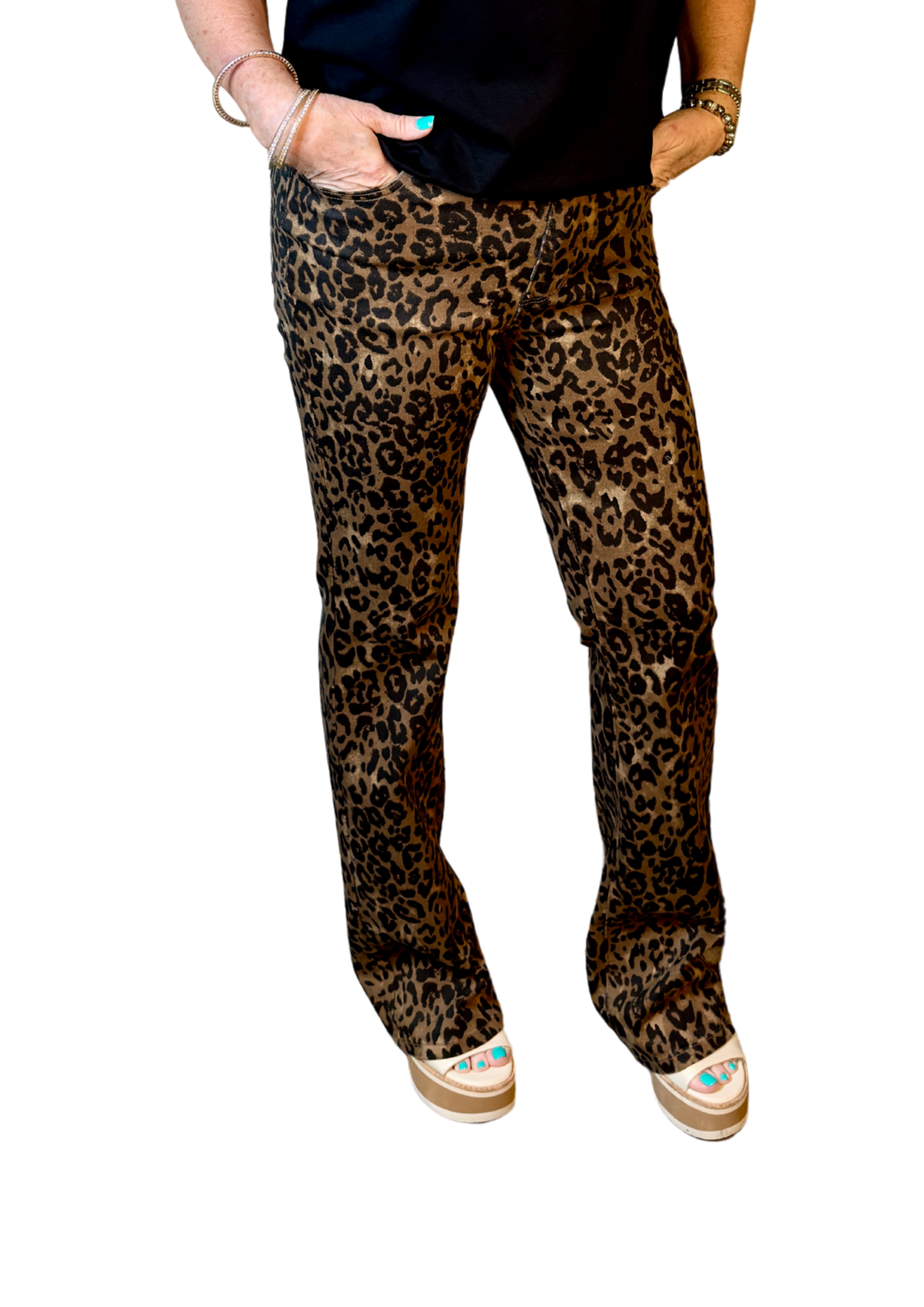 Judy Blue High Waist Bootcut Leopard Print Jeans-09-Bottoms-Judy Blue-Market Street Nest, Fashionable Clothing, Shoes and Home Décor Located in Mabank, TX