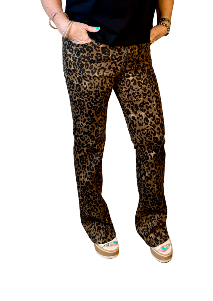 Judy Blue High Waist Bootcut Leopard Print Jeans-09-Bottoms-Judy Blue-Market Street Nest, Fashionable Clothing, Shoes and Home Décor Located in Mabank, TX