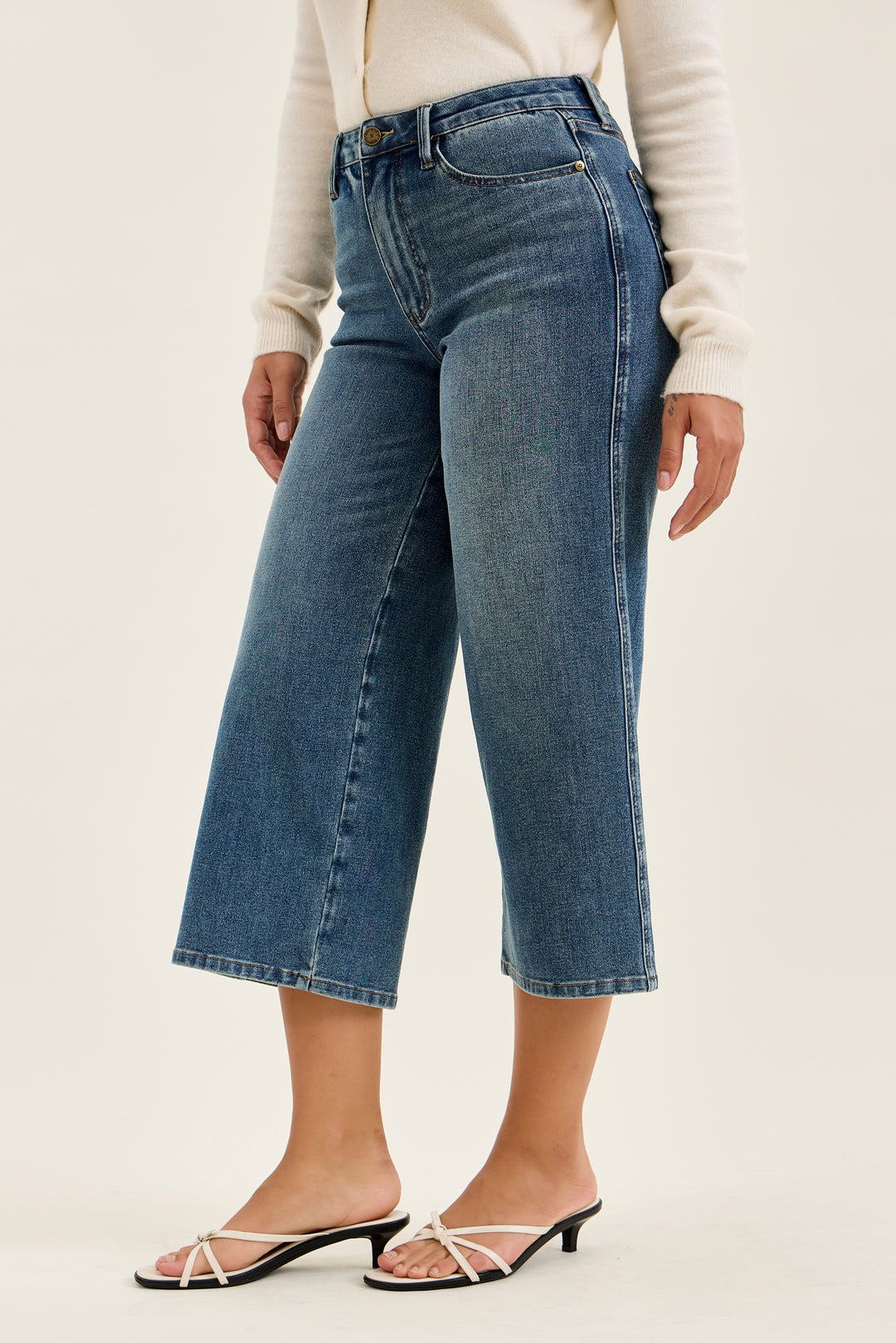 Judy Blue High Waist Dottie Wide Crop Mida-09-Bottoms-Judy Blue-Market Street Nest, Fashionable Clothing, Shoes and Home Décor Located in Mabank, TX