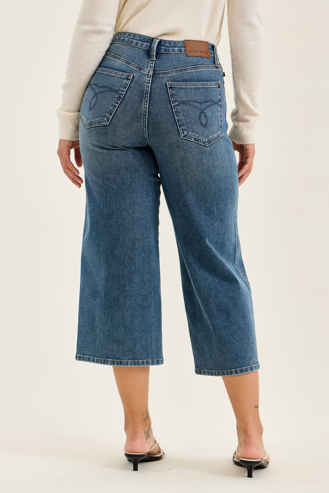 Judy Blue High Waist Dottie Wide Crop Mida-09-Bottoms-Judy Blue-Market Street Nest, Fashionable Clothing, Shoes and Home Décor Located in Mabank, TX