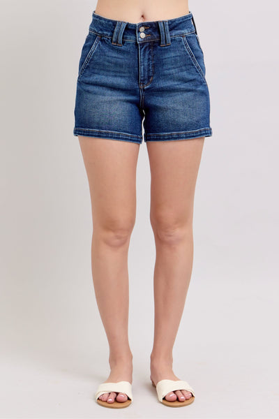 Judy Blue High Waist Double Button Shorts-Bottoms-Judy Blue-Market Street Nest, Fashionable Clothing, Shoes and Home Décor Located in Mabank, TX