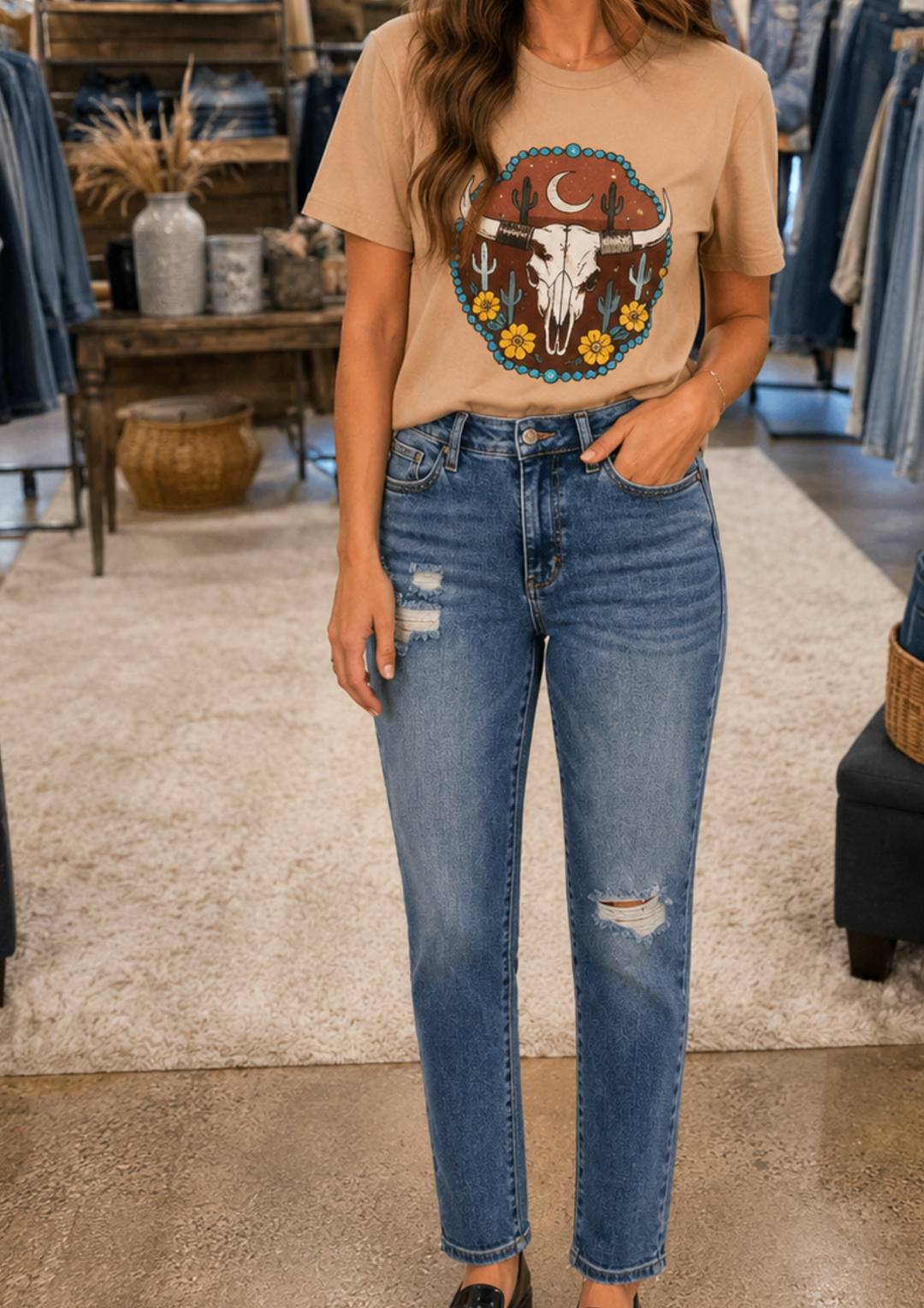 Judy Blue Mid Rise Boyfriend Patch &amp; Repair Jeans-09-Bottoms-JUDY BLUE-Market Street Nest, Fashionable Clothing, Shoes and Home Décor Located in Mabank, TX
