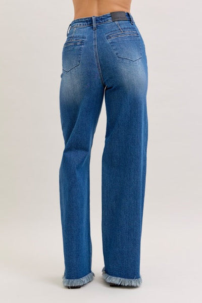Karla High Waist Column Straight Button-Fly & Back Welt Pkts-Bottoms-Ave Shops-Market Street Nest, Fashionable Clothing, Shoes and Home Décor Located in Mabank, TX