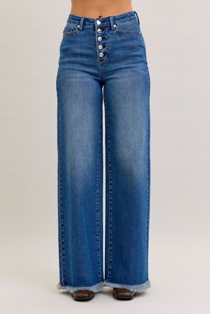 Karla High Waist Column Straight Button-Fly & Back Welt Pkts-Bottoms-Ave Shops-Market Street Nest, Fashionable Clothing, Shoes and Home Décor Located in Mabank, TX