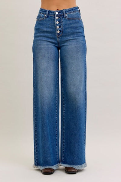 Karla High Waist Column Straight Button-Fly & Back Welt Pkts-Bottoms-Ave Shops-Market Street Nest, Fashionable Clothing, Shoes and Home Décor Located in Mabank, TX