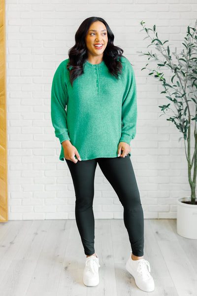 Keeping it Real Brushed Melange Hacci Long Sleeve Tee in Forest-Tops-Ave Shops-Market Street Nest, Fashionable Clothing, Shoes and Home Décor Located in Mabank, TX