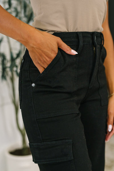 Keira High Waist Cargo Wide in Black-Womens-Ave Shops-Market Street Nest, Fashionable Clothing, Shoes and Home Décor Located in Mabank, TX