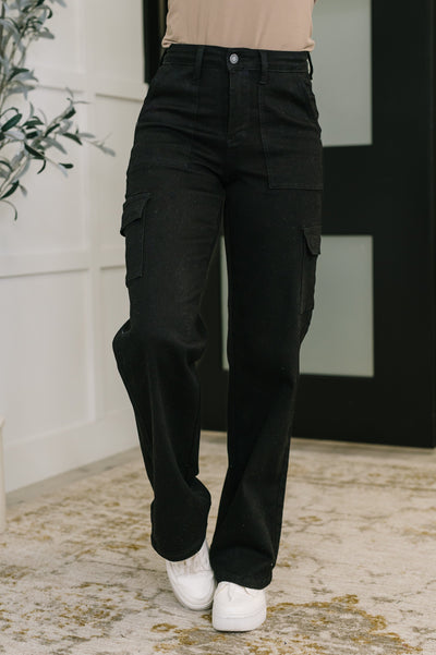 Keira High Waist Cargo Wide in Black-Womens-Ave Shops-Market Street Nest, Fashionable Clothing, Shoes and Home Décor Located in Mabank, TX