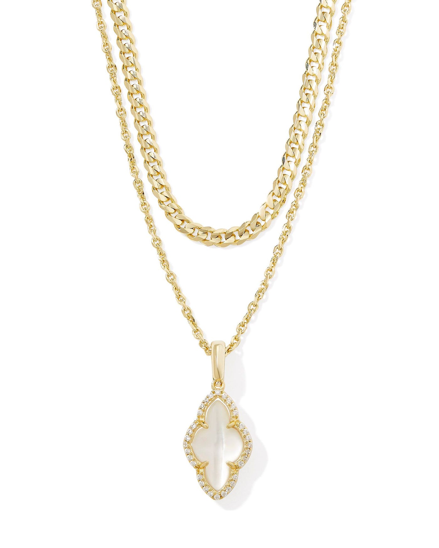 Kendra Scott Abbie Gold Pave Frame Multi Strand Necklace in Ivory Mother of Pearl-Necklaces-Kendra Scott-Market Street Nest, Fashionable Clothing, Shoes and Home Décor Located in Mabank, TX