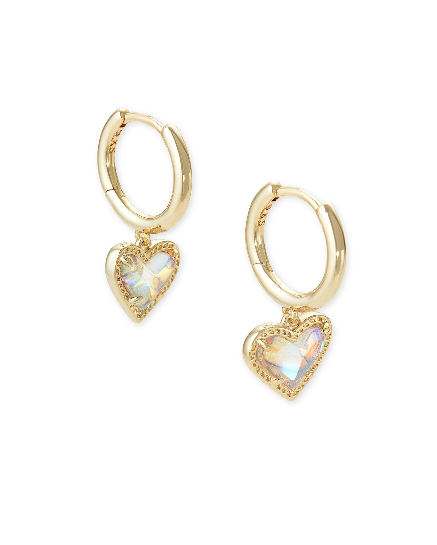 Kendra Scott Ari Heart Huggie Earrings in Gold Dichroic Glass-Earrings-Kendra Scott-Market Street Nest, Fashionable Clothing, Shoes and Home Décor Located in Mabank, TX