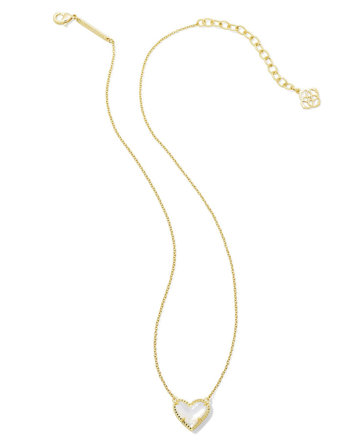 Kendra Scott Ari Heart Short Pendnant Necklace - Gold Ivory Mother of Pearl-01-Jewelry-Kendra Scott-Market Street Nest, Fashionable Clothing, Shoes and Home Décor Located in Mabank, TX