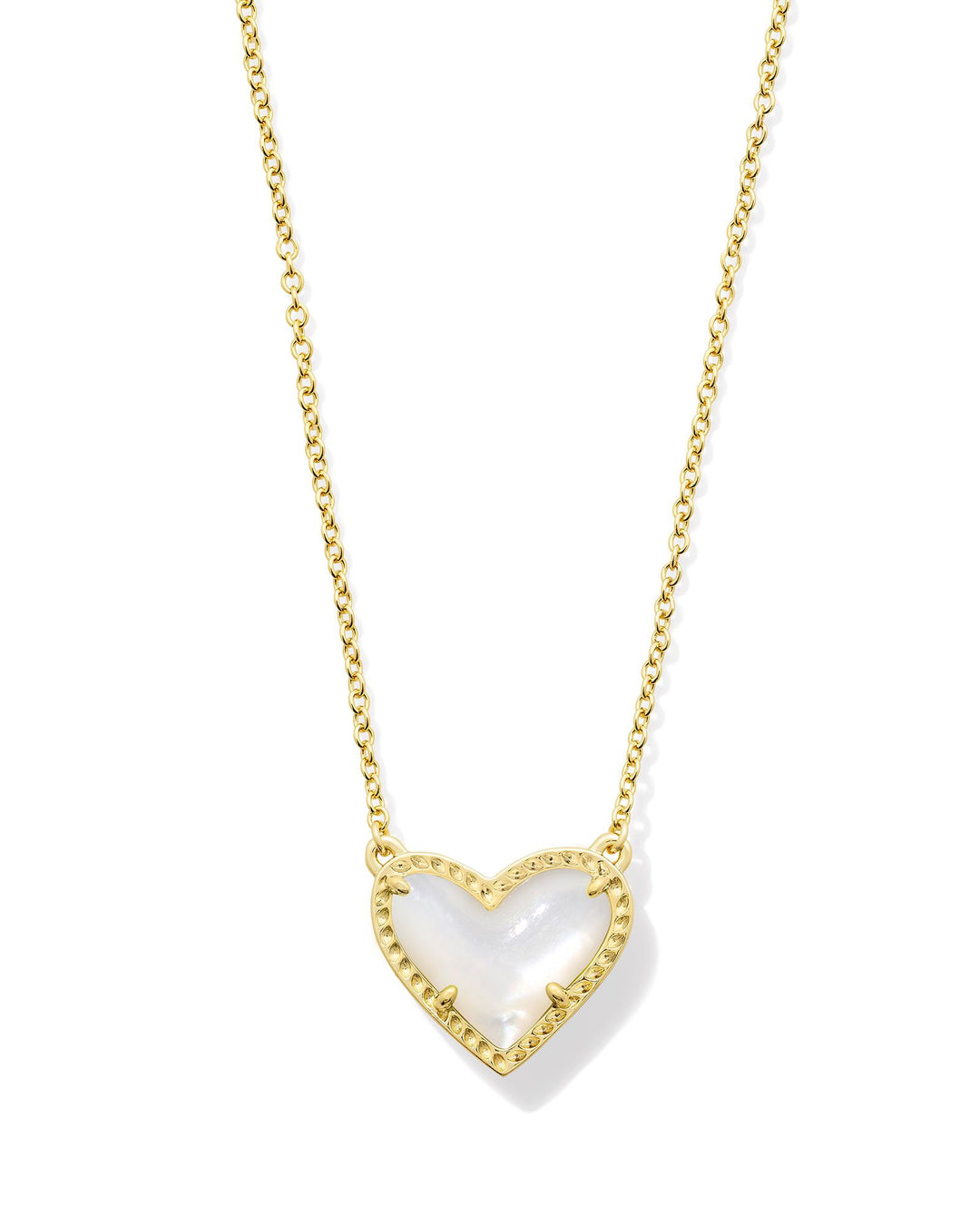 Kendra Scott Ari Heart Short Pendnant Necklace - Gold Ivory Mother of Pearl-01-Jewelry-Kendra Scott-Market Street Nest, Fashionable Clothing, Shoes and Home Décor Located in Mabank, TX