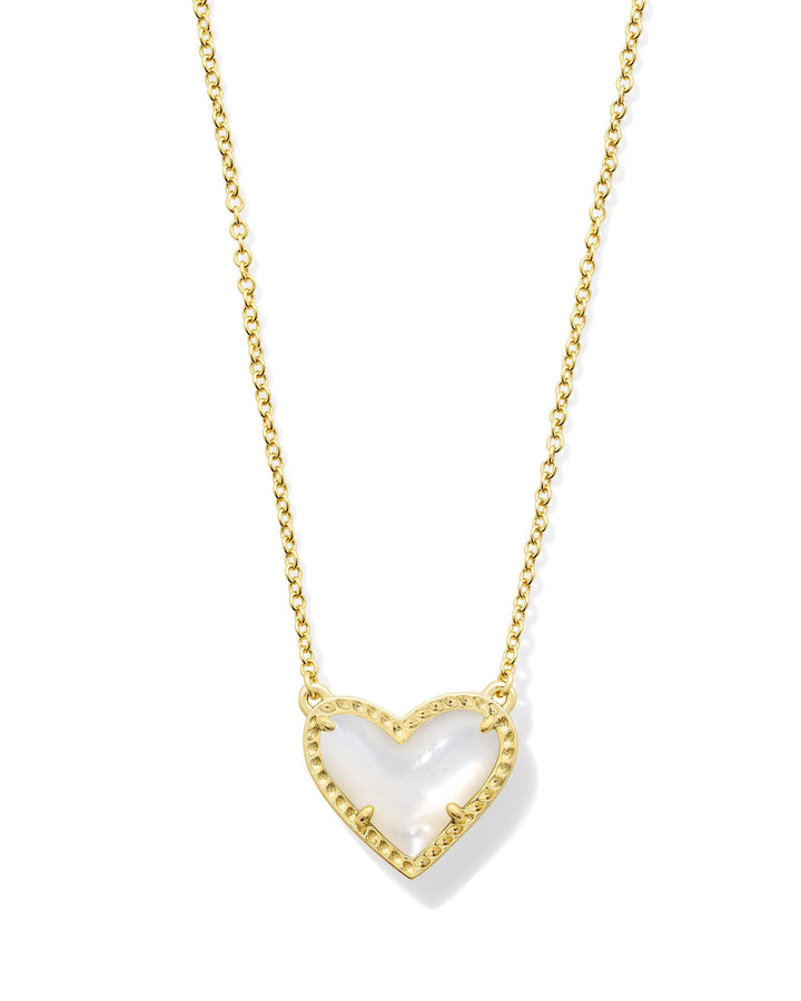 Kendra Scott Ari Heart Short Pendnant Necklace - Gold Ivory Mother of Pearl-01-Jewelry-Kendra Scott-Market Street Nest, Fashionable Clothing, Shoes and Home Décor Located in Mabank, TX