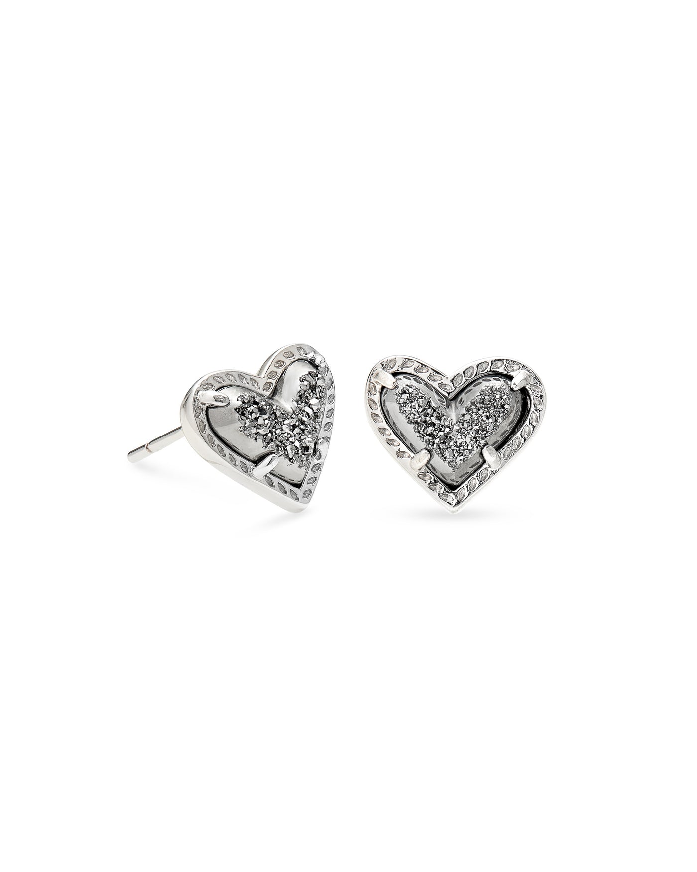 Kendra Scott Ari Heart Stud Earrings in Silver Platinum Drusy-Earrings-Kendra Scott-Market Street Nest, Fashionable Clothing, Shoes and Home Décor Located in Mabank, TX