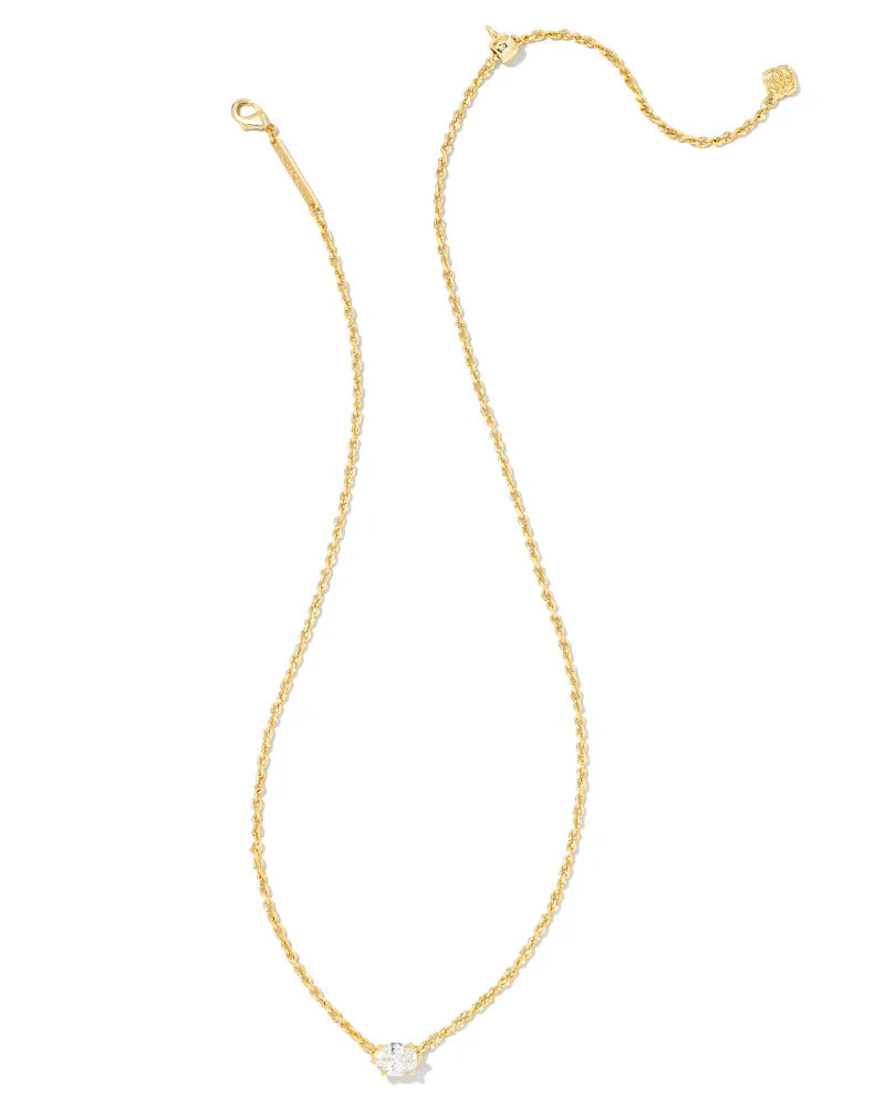 Kendra Scott Cailin Crystal Pendant Necklace Gold Metal White Crystal-Necklaces-Kendra Scott-Market Street Nest, Fashionable Clothing, Shoes and Home Décor Located in Mabank, TX