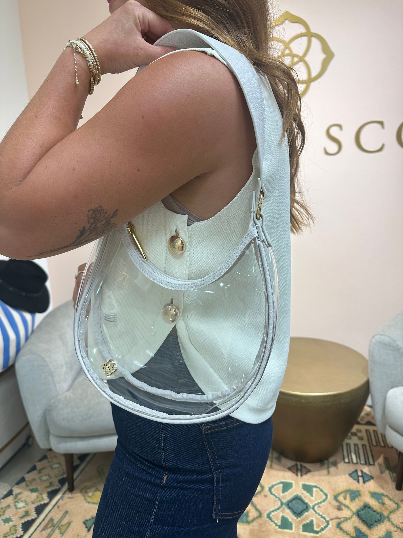 Kendra Scott Clear Shoulder Bag-Handbags-Kendra Scott-Market Street Nest, Fashionable Clothing, Shoes and Home Décor Located in Mabank, TX