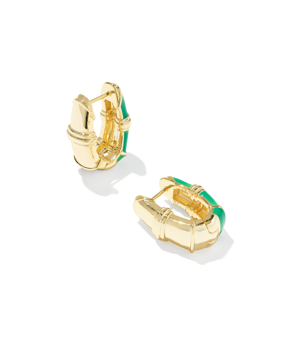 Kendra Scott Courtney Enamel Huggie Earrings in Gold and Green-01-Jewelry-Kendra Scott-Market Street Nest, Fashionable Clothing, Shoes and Home Décor Located in Mabank, TX