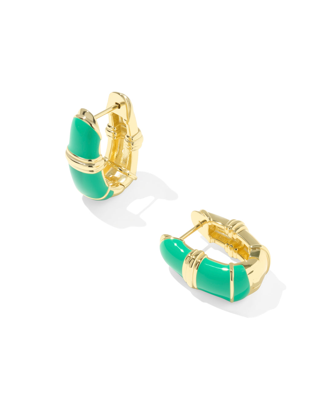 Kendra Scott Courtney Enamel Huggie Earrings in Gold and Green-01-Jewelry-Kendra Scott-Market Street Nest, Fashionable Clothing, Shoes and Home Décor Located in Mabank, TX