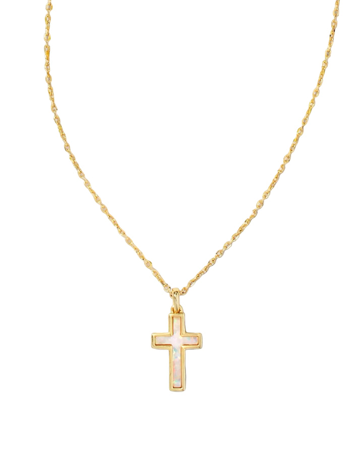 Kendra Scott Cross Pendant Necklace White Opal-Necklaces-Kendra Scott-Market Street Nest, Fashionable Clothing, Shoes and Home Décor Located in Mabank, TX