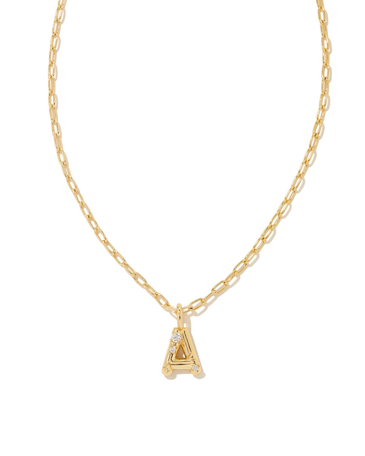 Kendra Scott Crystal Letter Pendant Necklace- Gold Metal-Necklaces-Kendra Scott-Market Street Nest, Fashionable Clothing, Shoes and Home Décor Located in Mabank, TX