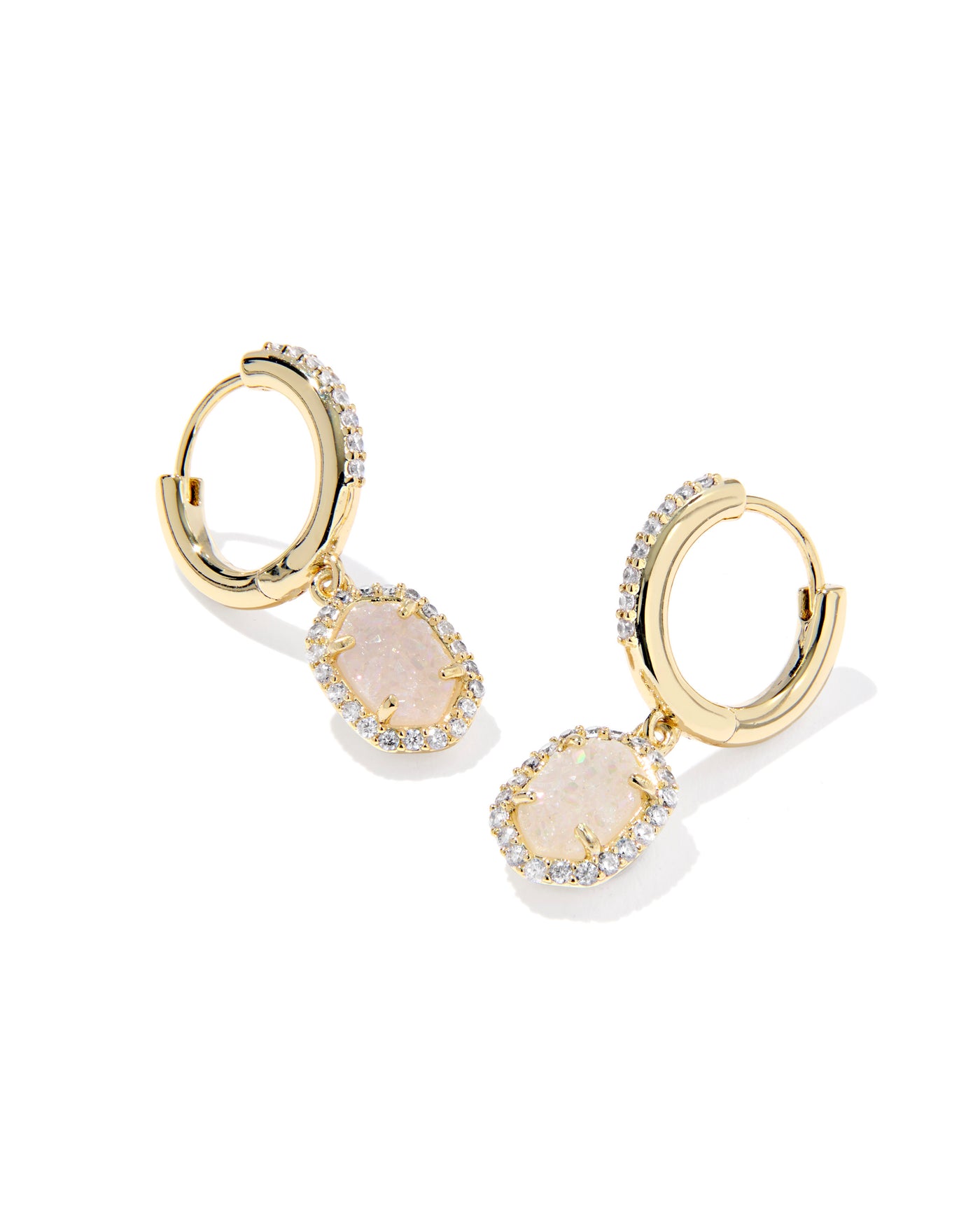 Kendra Scott Daphne Crystal Frame Huggie Earrings in Gold Iridescent Drusy-Earrings-Kendra Scott-Market Street Nest, Fashionable Clothing, Shoes and Home Décor Located in Mabank, TX