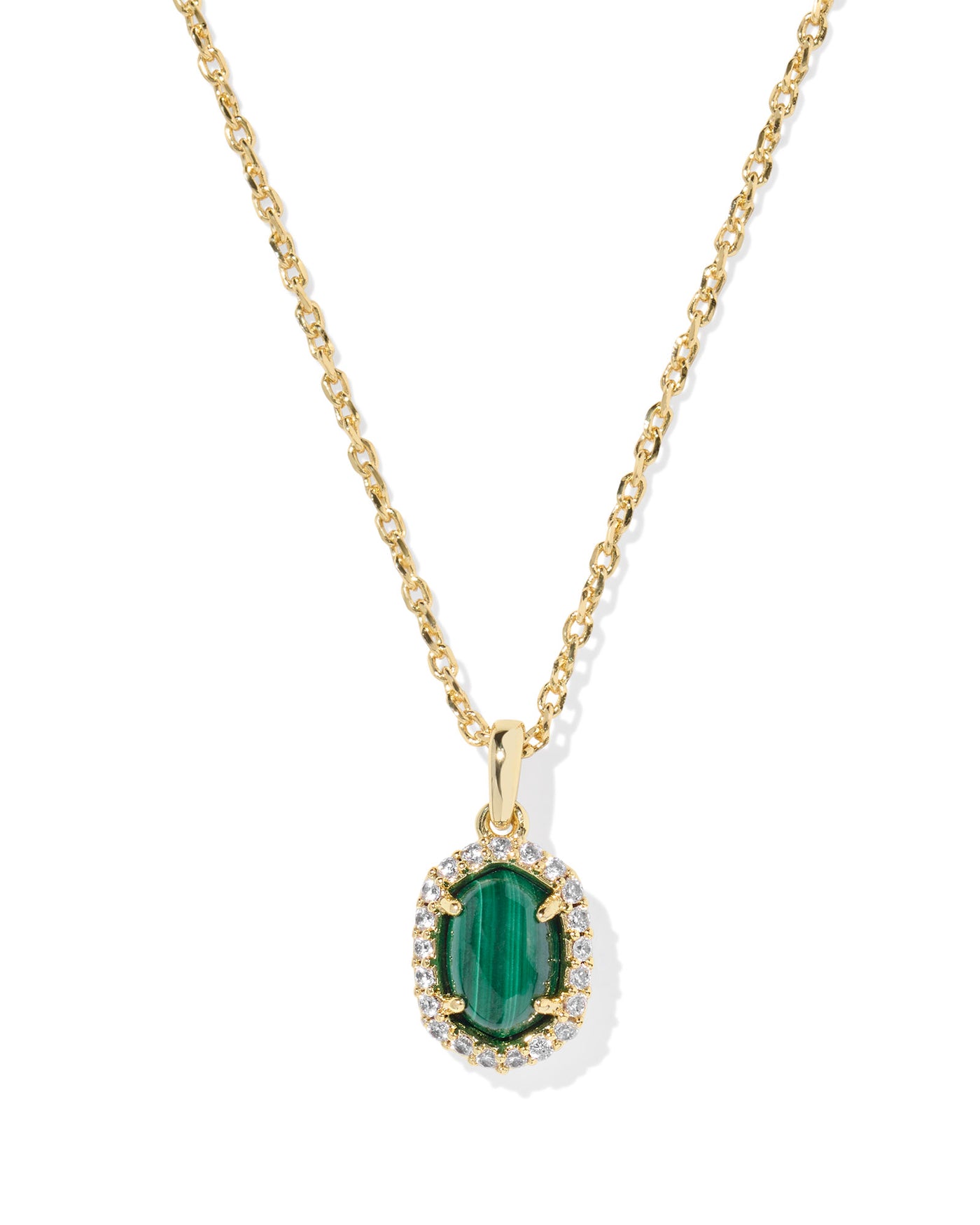 Kendra Scott Daphne Gold Crystal Frame Short Pendant Necklace in Green Malachite-Necklaces-Kendra Scott-Market Street Nest, Fashionable Clothing, Shoes and Home Décor Located in Mabank, TX
