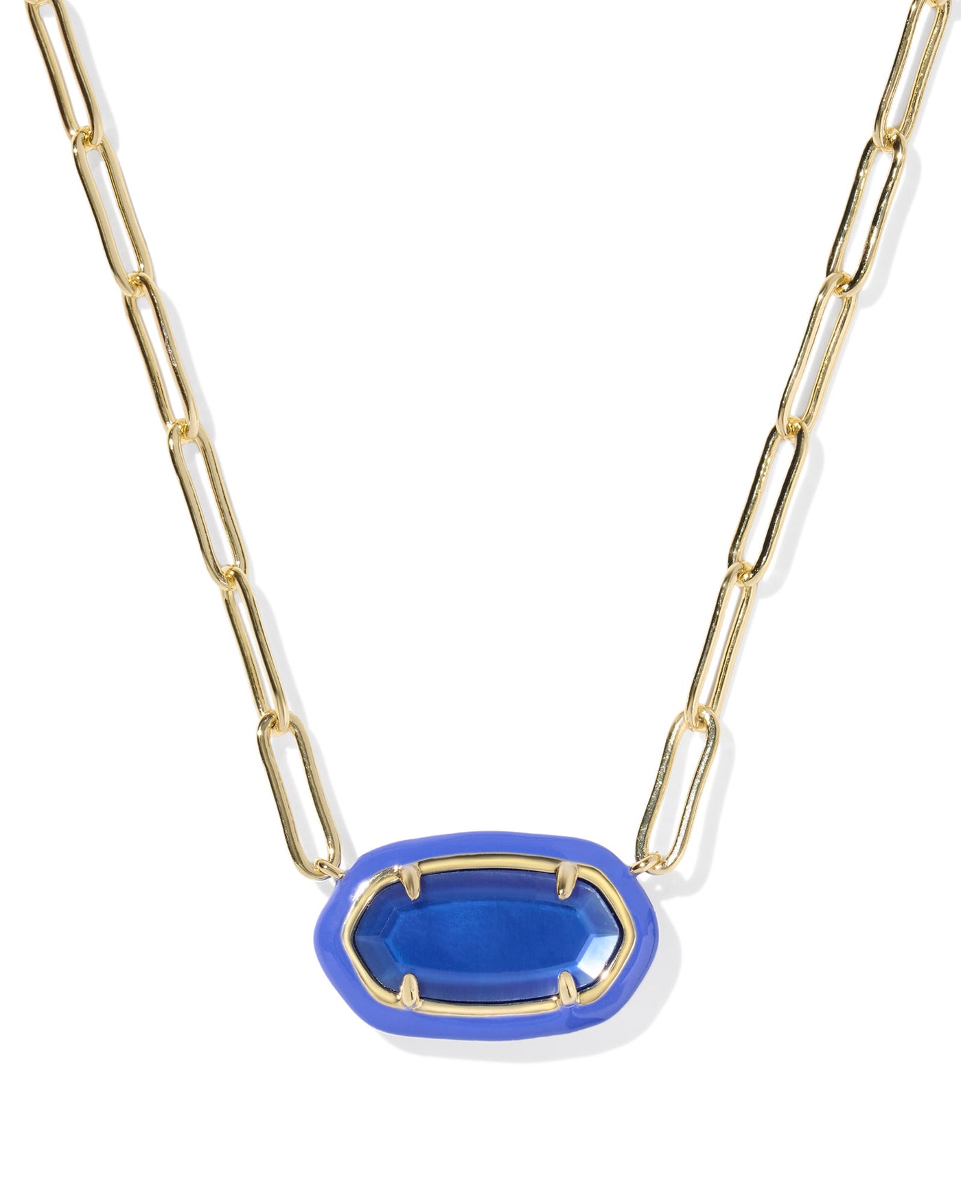 Kendra Scott Elisa Enamel Frame Gold Paperclip Necklace-Necklaces-Kendra Scott-Market Street Nest, Fashionable Clothing, Shoes and Home Décor Located in Mabank, TX