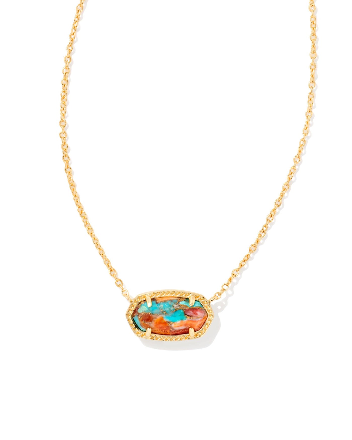 Kendra Scott Elisa Necklace Gold Bronze Veined Turquoise Red Oyster-Necklaces-Kendra Scott-Market Street Nest, Fashionable Clothing, Shoes and Home Décor Located in Mabank, TX