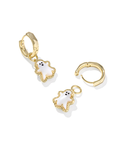 Kendra Scott Ghost Huggie Earrings Gold White Mother of Pearl-Earrings-Kendra Scott-Market Street Nest, Fashionable Clothing, Shoes and Home Décor Located in Mabank, TX