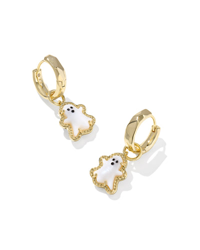 Kendra Scott Ghost Huggie Earrings Gold White Mother of Pearl-Earrings-Kendra Scott-Market Street Nest, Fashionable Clothing, Shoes and Home Décor Located in Mabank, TX