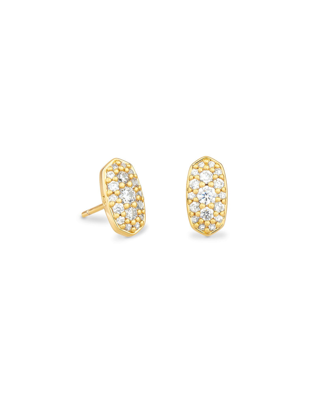 Kendra Scott Grayson Gold Stud Earrings in White Crystal-Earrings-Kendra Scott-Market Street Nest, Fashionable Clothing, Shoes and Home Décor Located in Mabank, TX