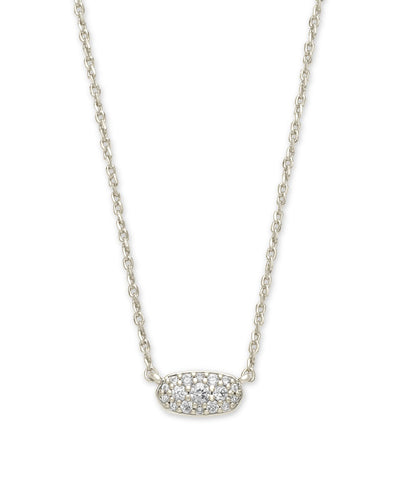 Kendra Scott Grayson Silver Pendant Necklace in White Crystal-Necklaces-Kendra Scott-Market Street Nest, Fashionable Clothing, Shoes and Home Décor Located in Mabank, TX
