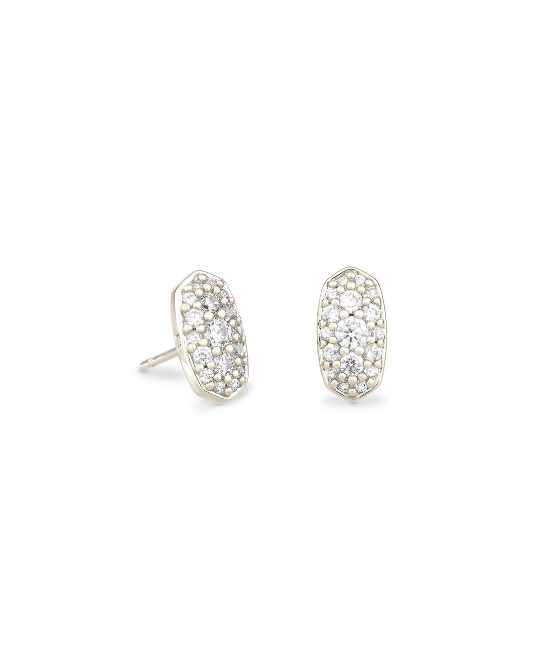 Kendra Scott Grayson Silver Stud Earrings in White Crystal-Earrings-Kendra Scott-Market Street Nest, Fashionable Clothing, Shoes and Home Décor Located in Mabank, TX