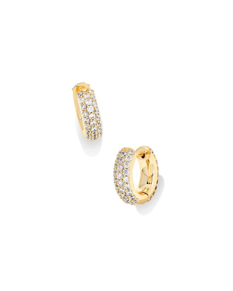 Kendra Scott Mikki Pave Huggie Earrings in Gold-Earrings-Kendra Scott-Market Street Nest, Fashionable Clothing, Shoes and Home Décor Located in Mabank, TX