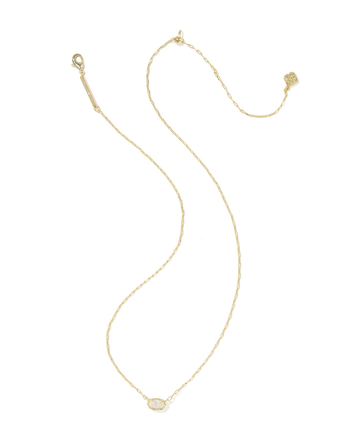 Kendra Scott Mini Elisa Luxe Gold Short Pendant Necklace | White CZ